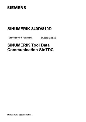 Description of Functions Tool Data Communication SinTDC