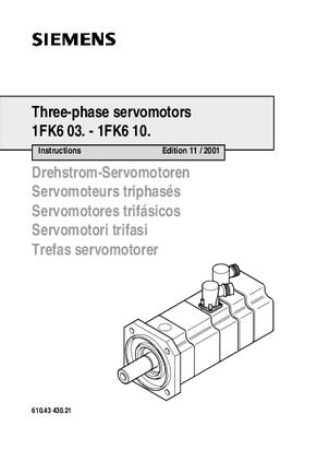Instructions Three-phase servomotors 1FK6